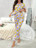 Lavender Lemon Print Pajama Set
