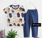 White Multi Bears Print Kids Night Suit (RB-425)