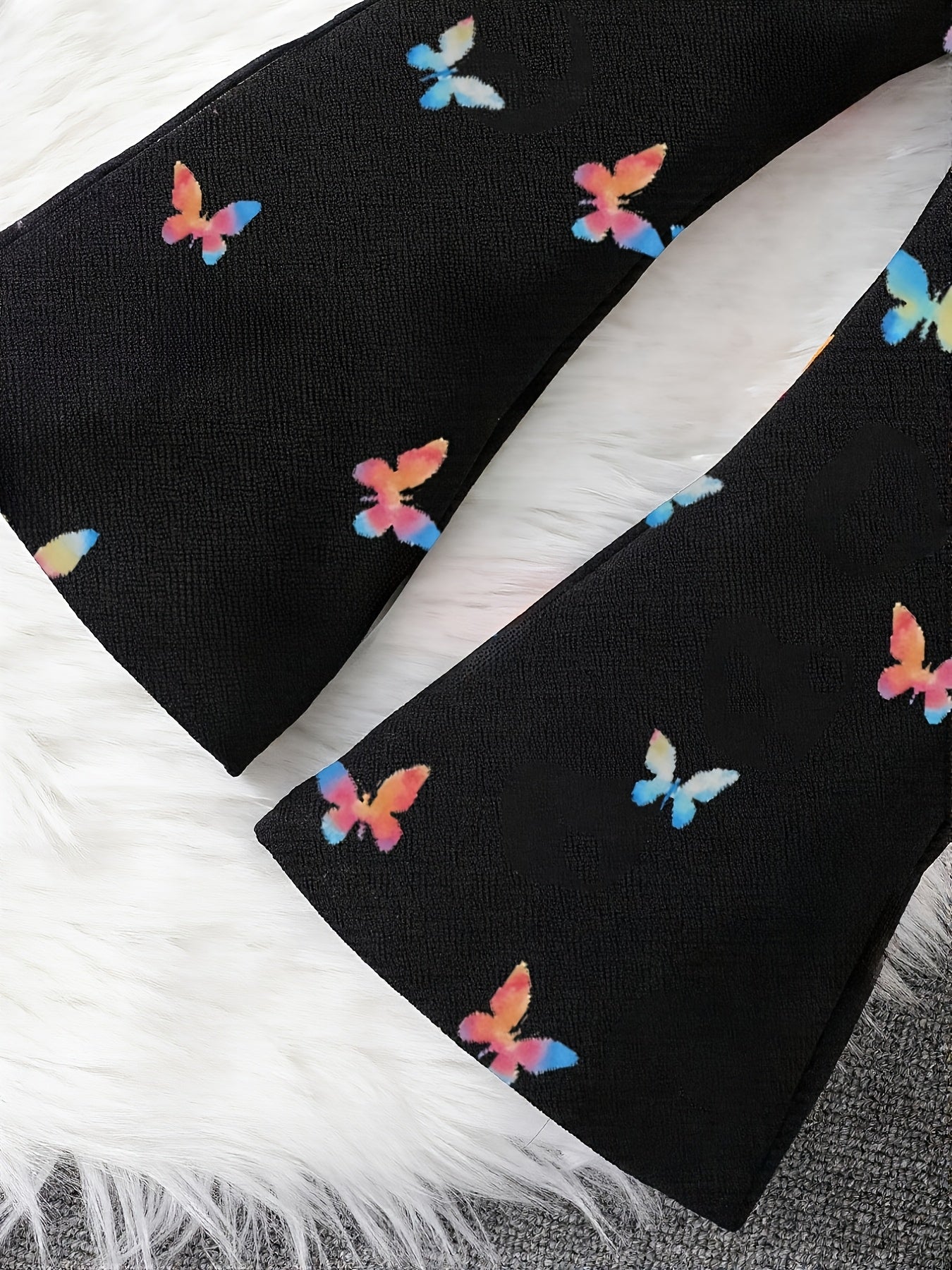 Black All Over Butterfly with Butterfly Printed pajama Little Trendsetter Stylish Winter Girls Tracksuit