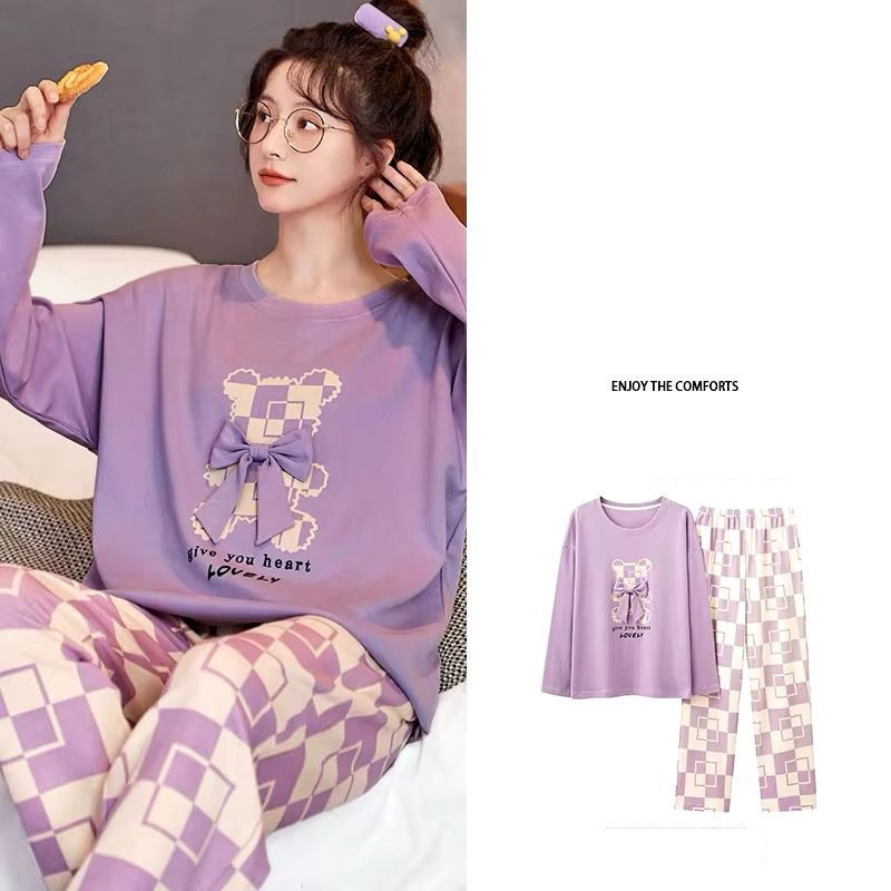 Lilac Give your heart Lovely Full Sleeves with Printed Pajama– Soft Feel, Cute Vibe