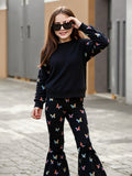Black All Over Butterfly with Butterfly Printed pajama Little Trendsetter Stylish Winter Girls Tracksuit
