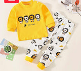 Yellow Cute Lions Printed Kids Night Suit