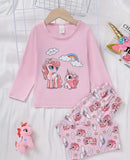 Pink Unicorn Rainbow Printed Kids Night Suit (RB-420)