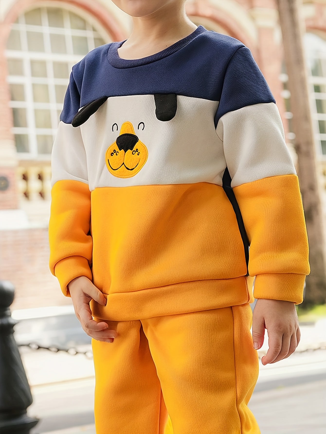 Yellow and Blue Happy Dog With Yellow Pajama Kids Tracksuit