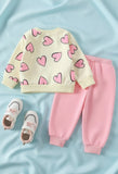 Off White With Pink Heart Cozy Tracksuit