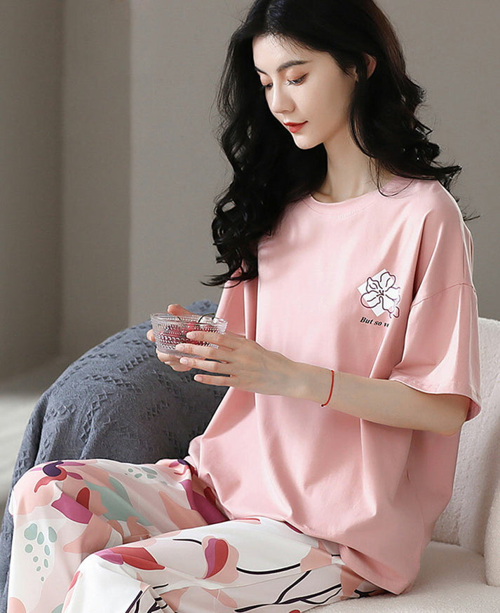 Pink Printed Half Sleeves Night Suit – Soft Feel, Cute Vibe